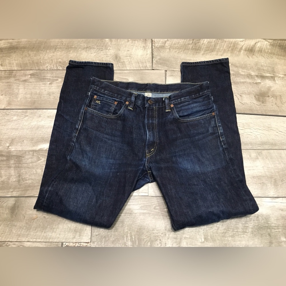 RRL Double RL Men’s Denim Blue Jeans Slim Narrow Union Standard Zip Fly Sz 33X32